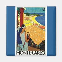 Vintages Tennis, Sport, Reise-Plakat, Monte Carlo Kühlschrankmagnet