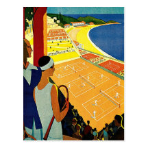 Vintages Tennis, Sport, Reise-Plakat, Monte Carlo Postkarte
