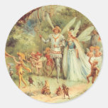 Vintages Thumbelina und Prinz Wedding im Wald Runde Aufkleber
