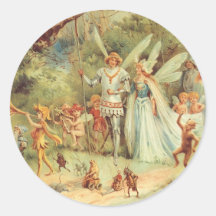 Vintages Thumbelina und Prinz Wedding im Wald Runde Aufkleber