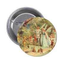 Vintages Thumbelina und Prinz Wedding im Wald Button