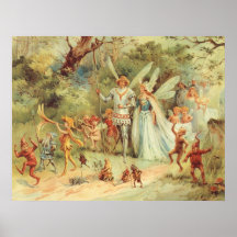 Vintages Thumbelina und Prinz Wedding im Wald Posterdrucke