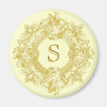 Vintages verziertes Gold blühen Wreath Kühlschrankmagnet