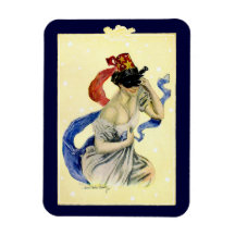 Vintages viktorianisches Christy Mädchen-Maskerade Eckige Magnete