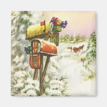 Vintages Weihnachten, Briefkasten-Winter-Landschaf Magnete