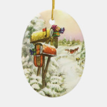 Vintages Weihnachten, Briefkasten-Winter-Landschaf Weihnachtsbaum Ornamente