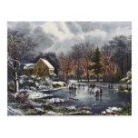 Vintages Weihnachten; Früher Winter-Eis-Skater-Tei Postkarten
