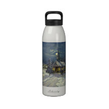 Vintages Weihnachten, Kirche im Mondschein-Schnee- Wiederverwendbare Wasserflaschen