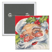 Vintages Weihnachten, lustiger Weihnachtsmann mit  Button