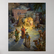 Vintages Weihnachten, Nativity, Besuchsweise-Kripp Plakatdruck