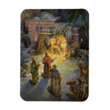 Vintages Weihnachten, Nativity, Besuchsweise-Kripp Vinyl Magnet