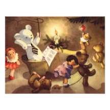 Vintages Weihnachten spielt Tanzen, Teddy-Bärn-Pup Individuelle Einladungen