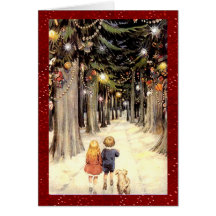 Vintages Winter-Märchenland-Weihnachten Grußkarten