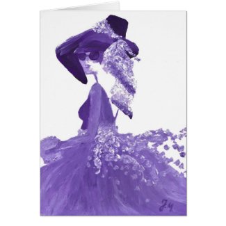 Violet dream / Lila Traum Fashionillustration Mode FineArt Fashion Kunst Dame Elegant Postkarte von Jasmin Metzen/ verträumt & verrückt & kreativ