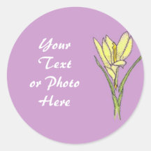 Violetter Aufkleber mit gelber Blume