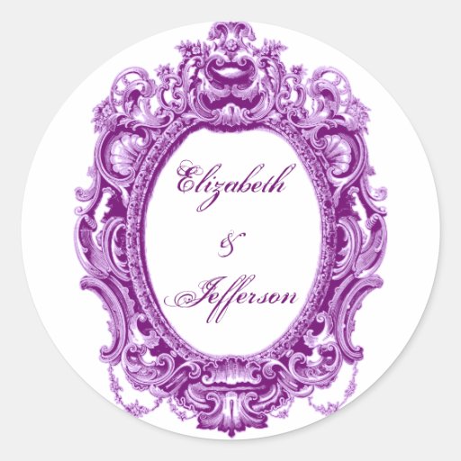 Violetter Vintager Rahmen-mit Monogramm Aufkleber