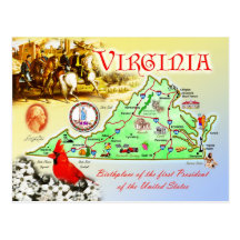 Virginia-Staats-Karte Postkarten