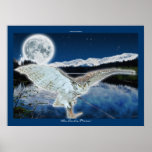 Virginia-Uhu u. Mond durch See-Kunst-Plakat