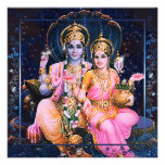 Vishnu u. Lakshmi Karten-Einladung, grüßend