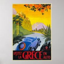 Visitez La Grece en-Auto-Retro Feiertags-Plakat