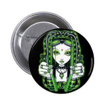 "Vivian" Cybergoth dunkler industrieller Feen-Knop Anstecknadelbutton
