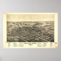 Vogel-Augen-Ansicht-panoramische Karte 1888 Bowlin Posterdrucke