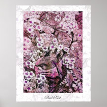 VOGEL-NEST, weißes rotes rosa Veilchen Posterdrucke