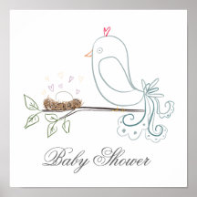 Vogel und Nest-Babyparty-Plakat