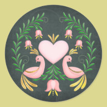 Volkskunst-Liebe-Vögel aufkleber