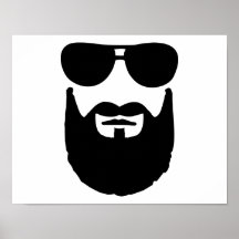 Volle Bart-Sonnenbrille Posterdruck