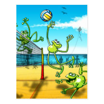 Volleyball-Frosch Postkarte