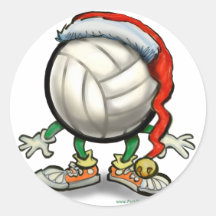 Volleyball-Weihnachten Runde Aufkleber