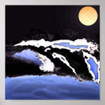 Vollmond auf dem Ozean Plakat