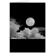 VOLLMOND BEWÖLKT SCHWARZWEISS GRUßKARTEN