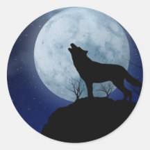 Vollmond-Wolf Aufkleber