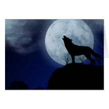 Vollmond-Wolf Grußkarten