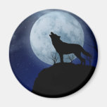 Vollmond-Wolf Kühlschrankmagnet