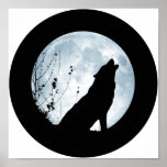 Vollmond-Wolf-Leinwand Plakatdruck
