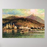 Von Astudin, Koenigswinter morgens Rhein Plakatdruck