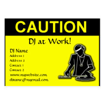 Vorsicht - DJ bei der Arbeit Visitenkartenvorlage