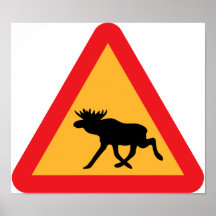 Vorsicht-Elch-schwedisches Verkehrszeichen Posterdruck