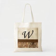 W-Monogramm-Pergament und dunkle Barke Einkaufstasche
