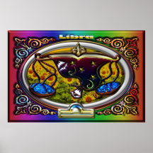 Waage-Tierkreis-Zeichen-Regenbogen-Hintergrund Plakatdruck
