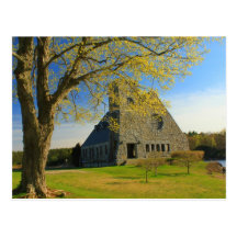 Wachusett Reservoir-alte Steinkirche Postkarten
