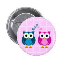Wahre Liebe - Eulen-Cartoon Anstecknadelbutton