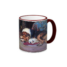 Waisenhund mit Collie-Vintager Kunst Kaffee Tassen