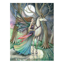 Wald der Traum-Fee und der Einhorn-Postkarte