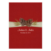 Waldkiefern-rote Hochzeit Personalisierte Einladungskarte