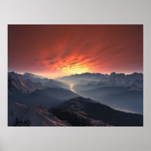 Waldtal-Sonnenuntergang Plakat