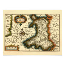 Wales - historische Karte des 17. Jahrhundertsvon  Personalisierte Einladungen